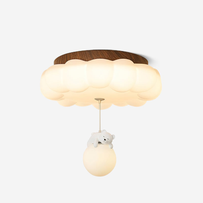 Nursery Flush Mount Warm Glow Cloud Bear Ceiling Light